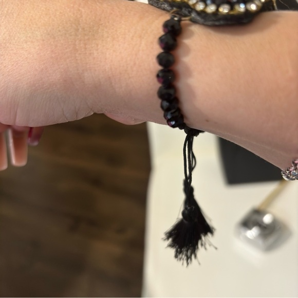 Glass faceted beaded rhinestones panda bracelet adjustable - Picture 5 of 7